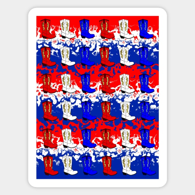 FOURTH Of July American Cowboy Red White And Blue Sticker by SartorisArt1
